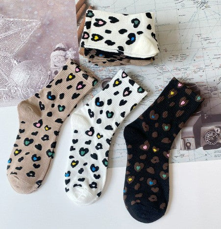 Set 9 Paia Calzini Donna Comfort - Cuori, Righe e Leopardato